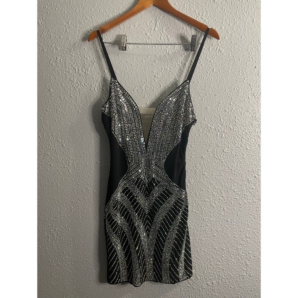 Banjul Black and Silver Bejewled Party
 Dress Size Large